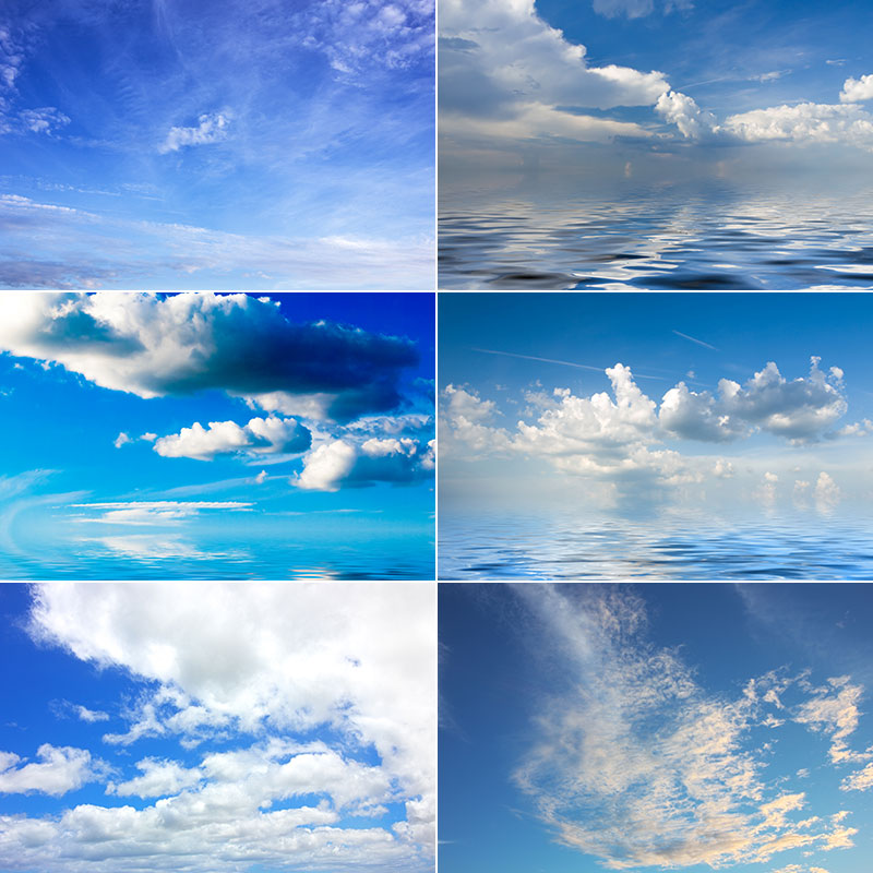 蓝天白云清新辽阔天空云层云团合成背景摄影高清照片图片素材