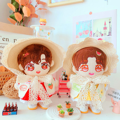 taobao agent Spot 20 cm Star Doll Straw Hat Shadow Hat Cotton Doll Lace Hat Fisherman Hat 20cm Doll Clothes