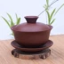 Yi Ore Mine Purple Sand Bowl Bộ trà Kung Fu Bộ trà Ba bát Ba ly Jing Tea Cup Bộ ấm trà lớn