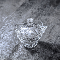 Сахарница 玻璃透明迷你可爱扁储物罐首饰盒元宝造型带盖方糖罐闺蜜小礼物