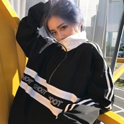 Guochao retro đường phố nam nữ áo khoác dây màu đen và trắng áo khoác đôi áo khoác đôi thủy triều hip-hop với áo len