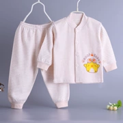 3-6-12 tháng bé đứng cổ áo cotton set đồ mùa thu đông cho bé