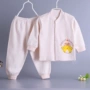 3-6-12 tháng bé đứng cổ áo cotton set đồ mùa thu đông cho bé quần lót bé gái