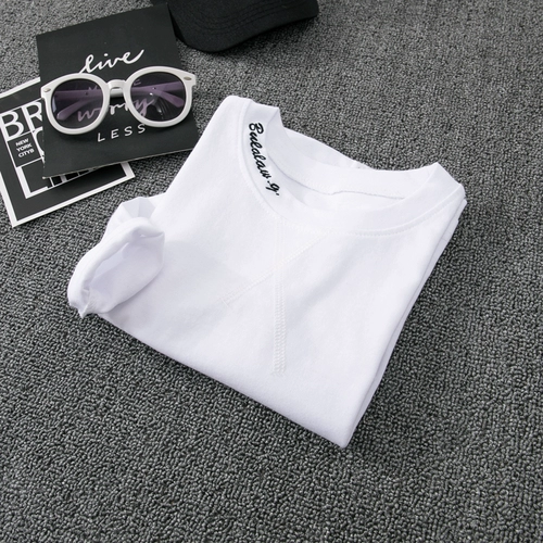 Детская хлопковая футболка для мальчиков, лонгслив, белый демисезонный топ, длинный рукав, в западном стиле, подходит для подростков, в корейском стиле, детская одежда