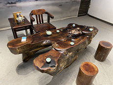 Резной журнальный стол 鸡翅木根雕茶台实木茶几整体树根茶桌原木树头雕刻胡桃木树桩茶海