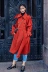 Phiên bản Hàn Quốc của áo len mỏng màu đỏ len áo khoác quân phục eo gió dài đoạn lỏng lẻo áo khoác nữ mẫu áo da nữ đẹp 2020 Accentuated eo áo