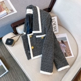 Плетеная короткая демисезонная куртка, пиджак классического кроя, оверсайз, французский стиль