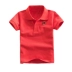 Quần áo trẻ em mùa hè trẻ em ngắn tay t-shirt red boy cotton màu rắn ve áo trong các con lớn bé nửa tay polo áo sơ mi
