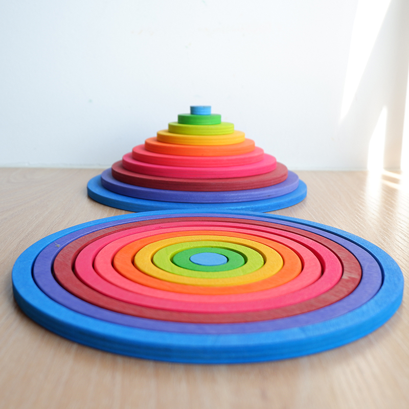 Basswood Multilayer Board Mosquito CoilRainbow Series weather scene build Solid wood Building blocks granule Toys Frosted ball Forest Tree  house Coral
