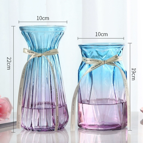 [Два -цельный комплект] Nordic Glass Vase Color Transparent Lily Figeth Bamboo Гидравлическая ваза гостиная цветочные украшения украшения