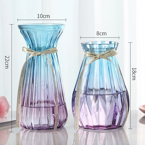 [Два -цельный комплект] Nordic Glass Vase Color Transparent Lily Figeth Bamboo Гидравлическая ваза гостиная цветочные украшения украшения