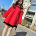 Mật ong lớn nhà mùa đông mới Trung Quốc màu đỏ búp bê cổ áo làm bằng tay ngọc trai lỏng áo mới năm màu đỏ ngắn áo len Áo khoác ngắn