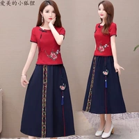 Quần áo Zhuoerman Jinsiwan của phụ nữ Sumu bóng 127 # áo sườn xám hai mảnh phù hợp với váy nữ mùa hè 2019 - Quần áo ngoài trời bộ gió nam