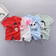 Baby nửa tay áo cotton mùa hè mỏng bé mùa hè tay ngắn romper romper quần áo sơ sinh cho bé mùa hè - Áo liền quần