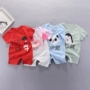 Baby nửa tay áo cotton mùa hè mỏng bé mùa hè tay ngắn romper romper quần áo sơ sinh cho bé mùa hè - Áo liền quần đồ bơi cho bé gái