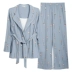 Bộ đồ ngủ nữ mùa xuân và mùa thu bộ đồ cotton đơn giản dài tay giản dị lỏng lẻo phục vụ tại nhà bộ đồ ba mảnh - Giống cái