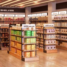 Мать полки 母婴店货架超市钢木货架孕婴儿童宝宝店奶粉背柜童装中岛辅食品