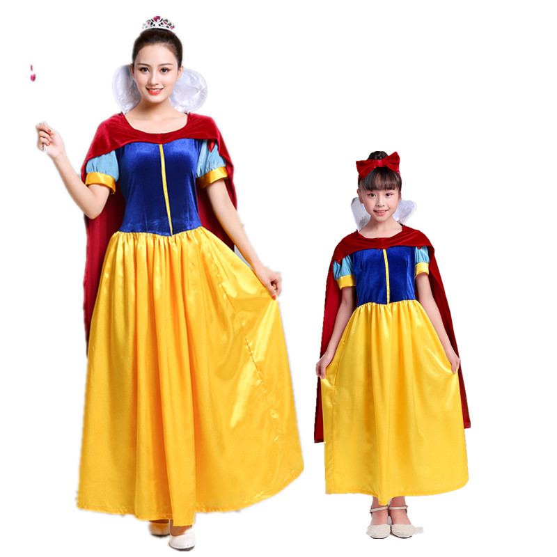 Bright Yellowchildren stage pantomime Snow White And Seven Dwarfs clothing Magic mirror prince queen adult Performance clothes