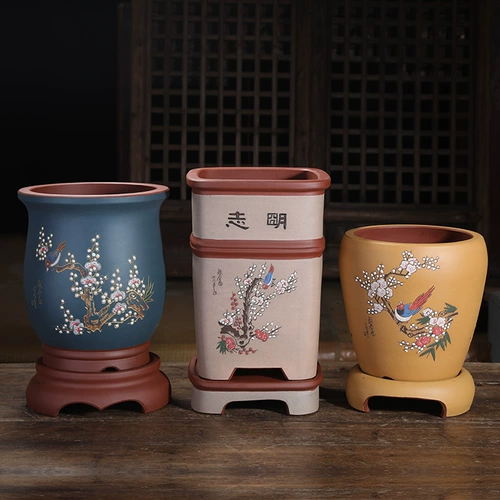 【Живой/групповая покупка специальная бумага】 yixing boutique Purple Sand Flower Basin Basin Basin Basin Basin Case Orchid Basin слегка утечка