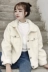 Mùa đông phiên bản Hàn Quốc của phong cách Harajuku bf lỏng nai hoang dã da lộn dày lông cừu cardigan áo khoác ngắn nữ sinh viên thủy triều Áo khoác ngắn
