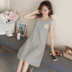 Vest Không Tay Nightdress Nữ Mùa Hè Vành Đai Ngực Pad Sinh Viên Lỏng Cotton Tươi Hàn Quốc Đồ Ngủ Dài Sling Dịch Vụ Nhà Đêm đầm