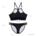 Blifabra-đen retro cổ cao thiết kế vẻ đẹp gợi cảm trở lại bikini chia áo tắm 2 mảnh phù hợp cup ngực Bikini