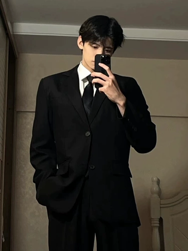 Трендовый классический костюм, наплечники для отдыха, пиджак классического кроя для школьников, в корейском стиле, полный комплект