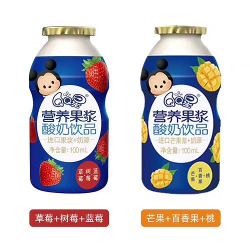 Yili QQ Звездный питание фруктов Чистилище йогуртовые напитки манго страсть персич ягода соломенная ягода ягода черника 100 мл*30 бутылок