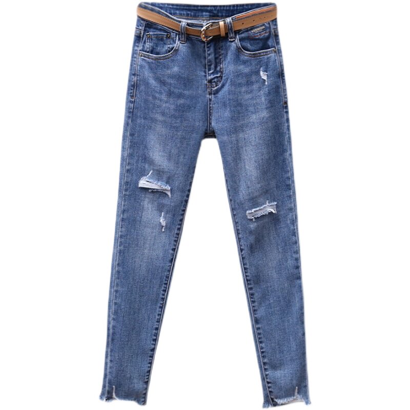 European-style slimming and versatile pencil pants for spring and Autumn 2022, fashionable and slimming jeans that wear out, women's straight-leg skinny pants Item Picture