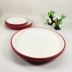 Cờ sáng tạo màu đỏ mờ trắng tròn đĩa sâu đĩa ăn tối nhà hàng khách sạn nhà hàng món ăn đĩa sứ đẹp bộ đồ ăn - Đồ ăn tối