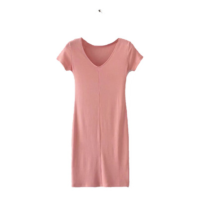 ZZ骨ZZ甜美糖果纯色显瘦V领气质女神大弹力温柔晚晚风性感连衣裙-淘宝网