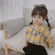 Áo khoác len nữ mùa thu 2019 mới cho bé phiên bản Hàn Quốc kẻ sọc phong cách nước ngoài kẻ sọc dài tay bé gái thủy triều - Áo sơ mi