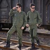 Осенний зеленый хлопковый износостойкий комбинезон, большой размер, свободный крой, защита от ожогов