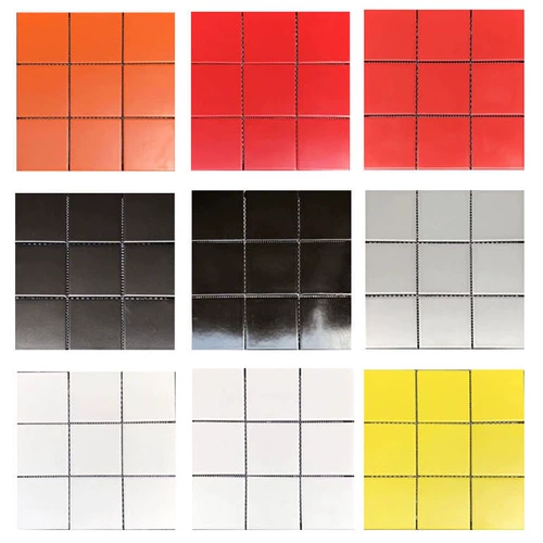 Чистый цвет jiugongge Кухонная туалетная стена земля Яркая матовая черно -белая серая керамическая мозаичная плитка