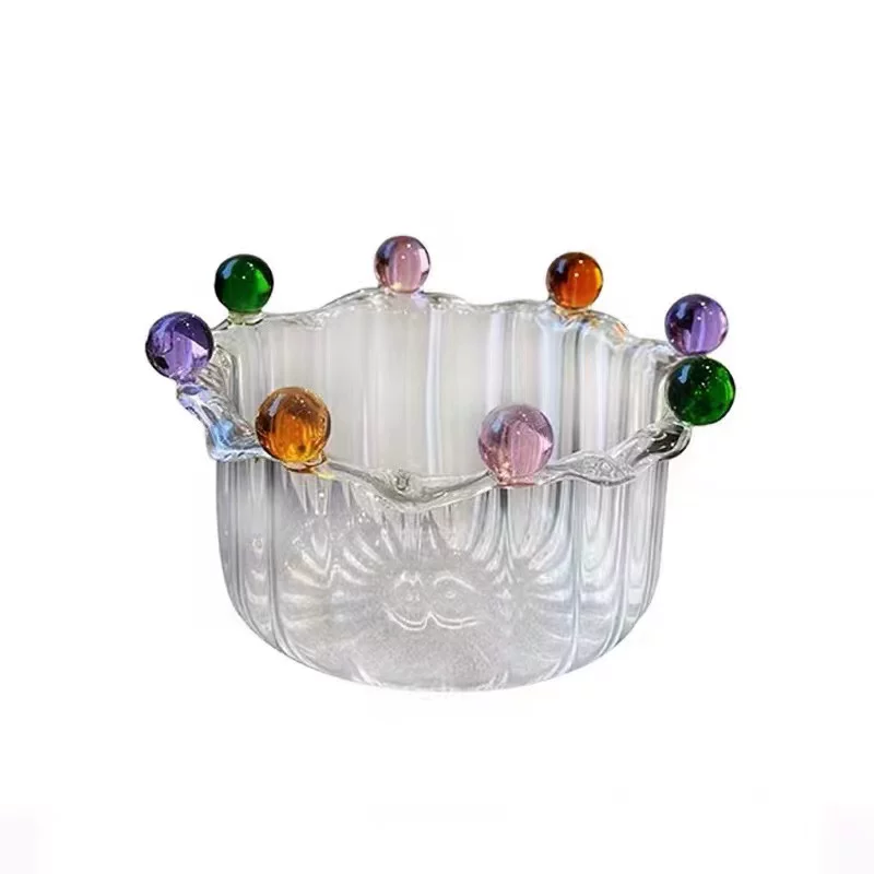 Круглая фея-воронка корона, стеклянная миска для шаров с роса [Tale Bowl], овсяная фруктовая десертная миска, жаропрочная стеклянная миска