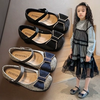 Детская обувь для кожаной обуви с бантиком для девочек для принцессы, в стиле Шанель