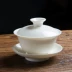 Trà gạo vuông Ngà trắng kem nhỏ lớn sứ trắng bao gồm bát gốm gốm bát trà Kung Fu bộ trà ba cốc bình pha trà giữ nhiệt lock&lock Trà sứ