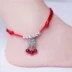 Hàn quốc phiên bản của đơn giản retro pha lê sợi dây màu đỏ vòng chân thời trang sinh viên chuông couple nữ bạc foot bracelet unisex Vòng chân