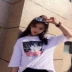 Áo thun ngắn tay Hàn Quốc nữ bf gió Harajuku đỏ lỏng Học sinh Hàn Quốc năm điểm tay áo chữ hoang dã mùa hè - Áo phông áo phông rộng Áo phông