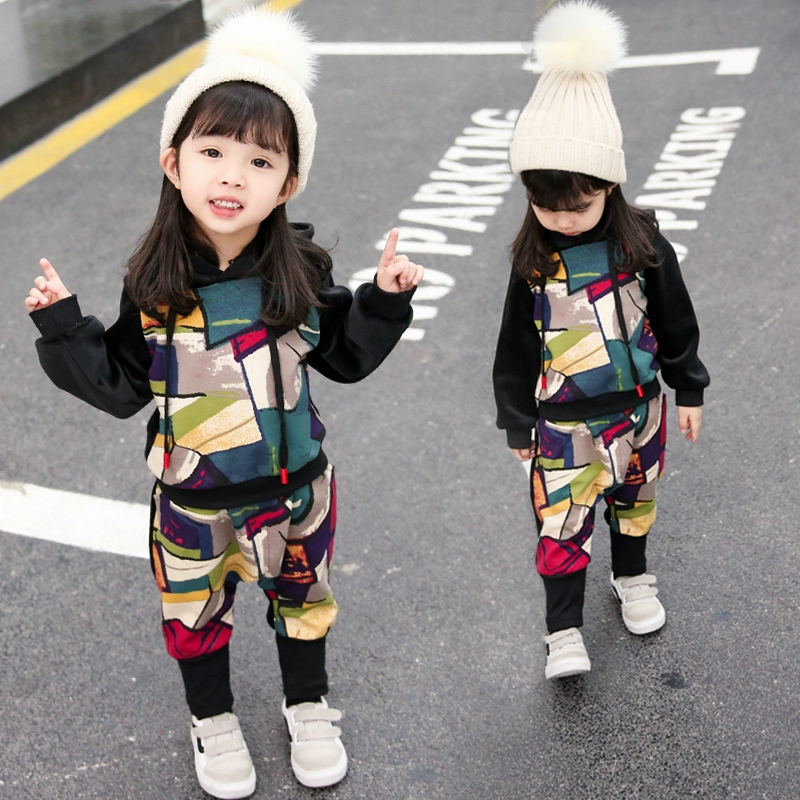Quần áo trẻ em Bộ đồ bé gái phương Tây 01-21-3 tuổi Quần bé mùa thu và quần áo mùa đông cho bé gái bộ đồ nhung vàng mùa đông - Phù hợp với trẻ em