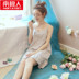 Nam cực đồ ngủ phụ nữ mùa hè nightdress dây đeo màu xám dễ thương Hàn Quốc bông vest váy nhà dịch vụ mùa hè đầm cotton Đêm đầm