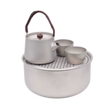 Металлический дорожный маленький портативный чайный сервиз, круглая коробка для хранения