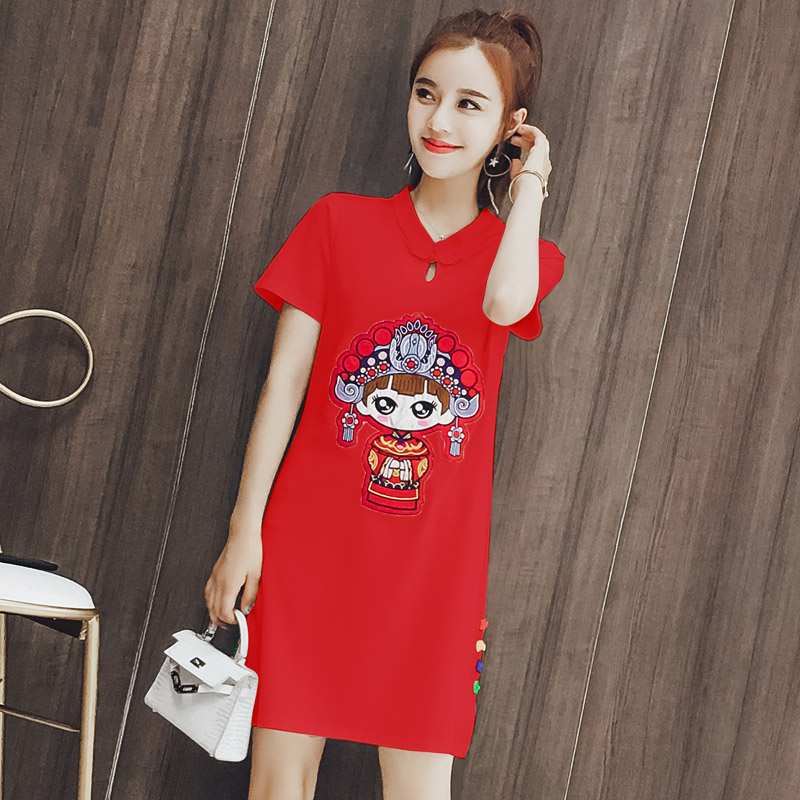  3XL (140 catties)+Red mini-skirt, with short sleeve  