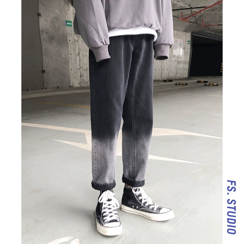 Fang Shao Men 2019 Fall Gradient hợp thời trang Jeans lỏng Sinh viên Quần âu nam - Quần jean