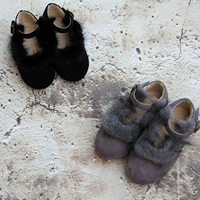 LGXH осень и зимняя девочка кожаная туфли норковая оберщенная край и бархатная обувь принцесса корейская детская обувь корейская хлопковая обувь