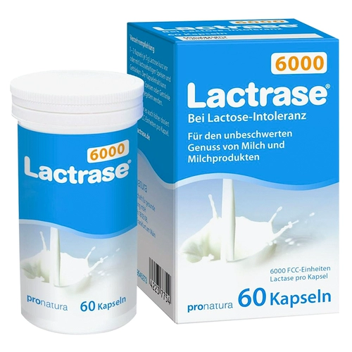 Лораза в Германии, детская лактаза 6000, детская лактоза не переносится диарея 60 капсул