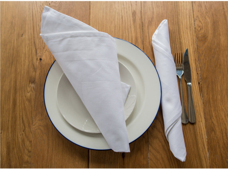 白色缎框口布纯棉餐饮布草餐巾五星级酒店西餐厅定制餐巾餐垫批发