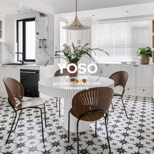 Французская ретро черно -белая плитка кухня ресторан туалетная плитка туалетная ванная комната настенная плитка кирпич двор балконы балконы плитка