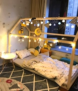 giường gỗ giường giường tầng giường nhà tiểu của trẻ em ins trẻ em khuôn khổ 1,5 m 1,2 cô bé nằm trên giường - Giường