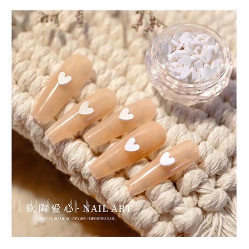 Красный белый аксессуар в форме сердца в виде сердечка для маникюра из жемчуга, популярно в интернете